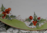 Vintage Hand Painted Christmas Holly Hollyberries Plate