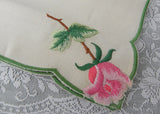 Unused Vintage Embroidered William Smyth Irish Linen Rose Napkins
