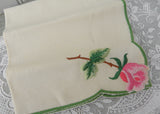 Unused Vintage Embroidered William Smyth Irish Linen Rose Napkins