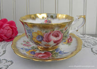 Vintage Royal Albert Pink Rose Gold Crest Series Teacup and Saucer