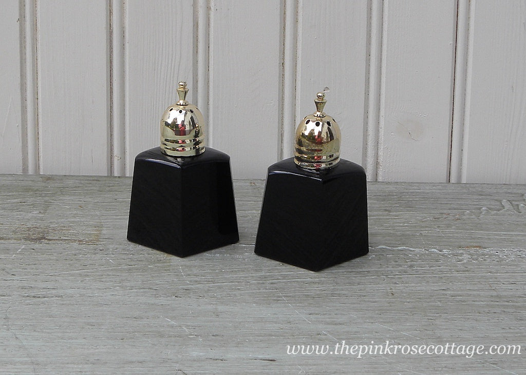 Vintage Black Depression Glass Salt and Pepper Shakers