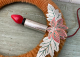 Vintage Chenille Christmas Wreath with Lighted Candle