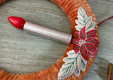 Vintage Peerless Chenille Christmas Wreath with Lighted Candle