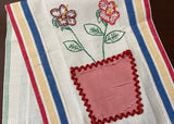 Unused Vintage Startex Embroidered Flower Pot Kitchen Tea Towel