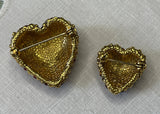 Vintage Valentines Red Pave Rhinestone Scatter Pin Hearts and Earrings