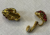 Vintage Valentines Red Pave Rhinestone Scatter Pin Hearts and Earrings