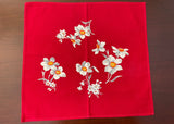 Set of 6 Vintage Wilendur Napkins Narcissus Daffodil on Red