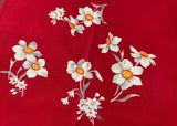 Set of 6 Vintage Wilendur Napkins Narcissus Daffodil on Red