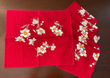 Set of 6 Vintage Wilendur Napkins Narcissus Daffodil on Red
