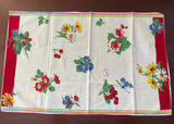 Vintage Wilendur Berries and Florals Tea Towel with Tag