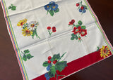 Vintage Wilendur Berries and Florals Tea Towel with Tag