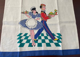 NWT Vintage Whimsical Paragon Maid and Bell Boy Tea Towel
