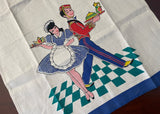 NWT Vintage Whimsical Paragon Maid and Bell Boy Tea Towel