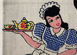 NWT Vintage Whimsical Paragon Maid and Bell Boy Tea Towel