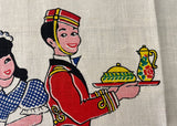 NWT Vintage Whimsical Paragon Maid and Bell Boy Tea Towel