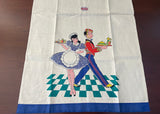 NWT Vintage Whimsical Paragon Maid and Bell Boy Tea Towel