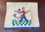 NWT Vintage Whimsical Paragon Maid and Bell Boy Tea Towel