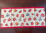 Vintage Linen Tea Kitchen Towel Red Spring Flowers