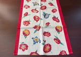 Vintage Linen Tea Kitchen Towel Red Spring Flowers