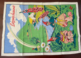 Unused Leprechauns of Ireland Tea Towel Toadstools and Flowers