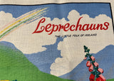 Unused Leprechauns of Ireland Tea Towel Toadstools and Flowers