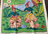 Unused Leprechauns of Ireland Tea Towel Toadstools and Flowers