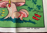 Unused Leprechauns of Ireland Tea Towel Toadstools and Flowers