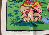 Unused Leprechauns of Ireland Tea Towel Toadstools and Flowers