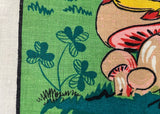 Unused Leprechauns of Ireland Tea Towel Toadstools and Flowers