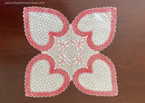 Vintage Valentine's Day Ruffled Hearts and Bows Handkerchief