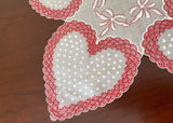 Vintage Valentine's Day Ruffled Hearts and Bows Handkerchief