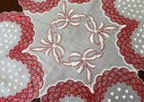 Vintage Valentine's Day Ruffled Hearts and Bows Handkerchief