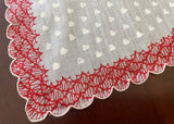 Vintage Valentine's Day Ruffled Hearts and Bows Handkerchief