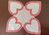 Vintage Valentine's Day Ruffled Hearts and Bows Handkerchief