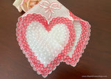 Vintage Valentine's Day Ruffled Hearts and Bows Handkerchief