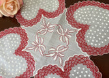 Vintage Valentine's Day Ruffled Hearts and Bows Handkerchief