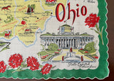 Vintage Souvenir Handkerchief Ohio State Map