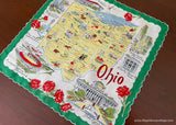 Vintage Souvenir Handkerchief Ohio State Map