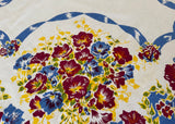 Vintage 1940's Petunias and Ribbons Tablecloth