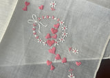 MWT Vintage Embroidered Pink Hearts and Daisies Valentine Handkerchief