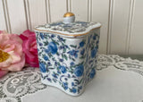 Vintage Lefton Blue Rose Chintz Vanity Dresser Box