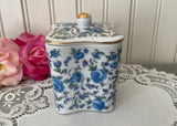 Vintage Lefton Blue Rose Chintz Vanity Dresser Box