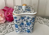 Vintage Lefton Blue Rose Chintz Vanity Dresser Box