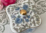 Vintage Lefton Blue Rose Chintz Vanity Dresser Box