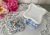 Vintage Lefton Blue Rose Chintz Vanity Dresser Box