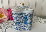 Vintage Lefton Blue Rose Chintz Vanity Dresser Box