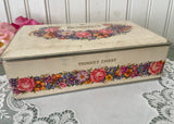 Vintage Schrafft's Candy Box Trinket Chest Pink Roses Purple Daisies