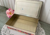 Vintage Schrafft's Candy Box Trinket Chest Pink Roses Purple Daisies