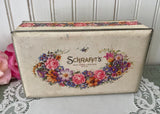 Vintage Schrafft's Candy Box Trinket Chest Pink Roses Purple Daisies