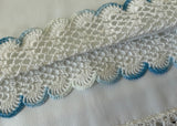 Unused Vintage Pillowcases with Hand Crocheted White and Blue Lace